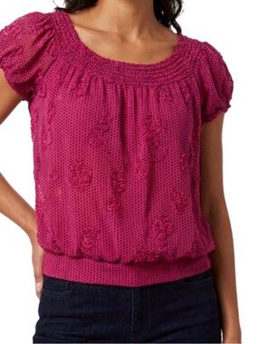NWOT L Studio M Blouse Top Pink Polka Dot Shirt Women’s Business Casual